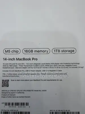 New Laptop Apple MacBook Pro 2025 M5 14-inch 16GB Apple M5 SSD 1T