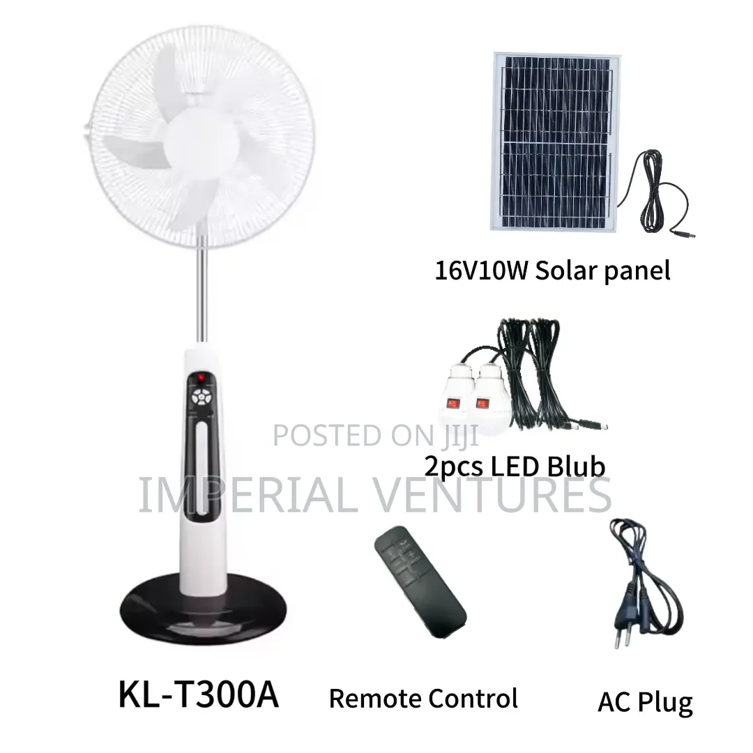Combine Power Solar and Electricity Rechargeable Fan