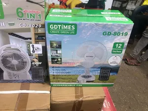 Gd Times 12" Solar and Electricity Rechargeable Fan
