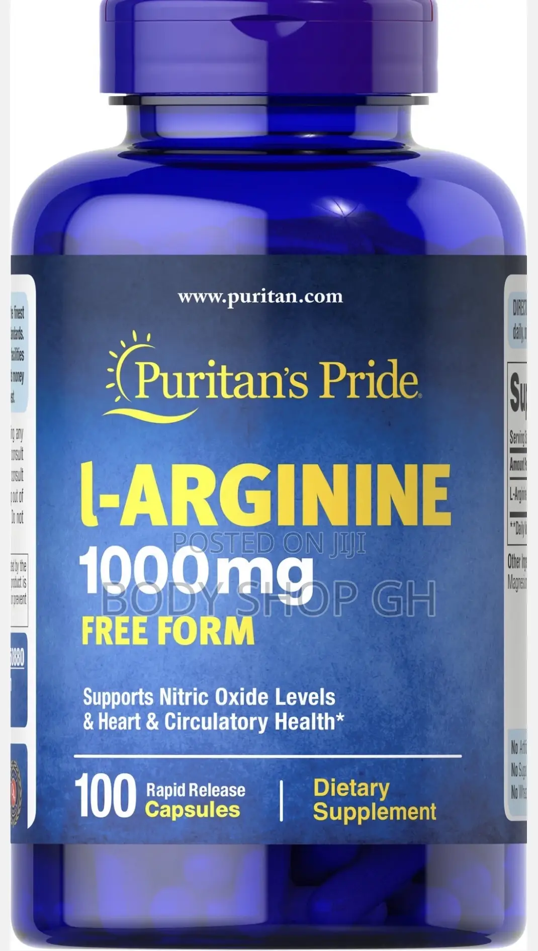 Arginine 1000mg Capsule Supplements for Men Women - Nitric Oxide