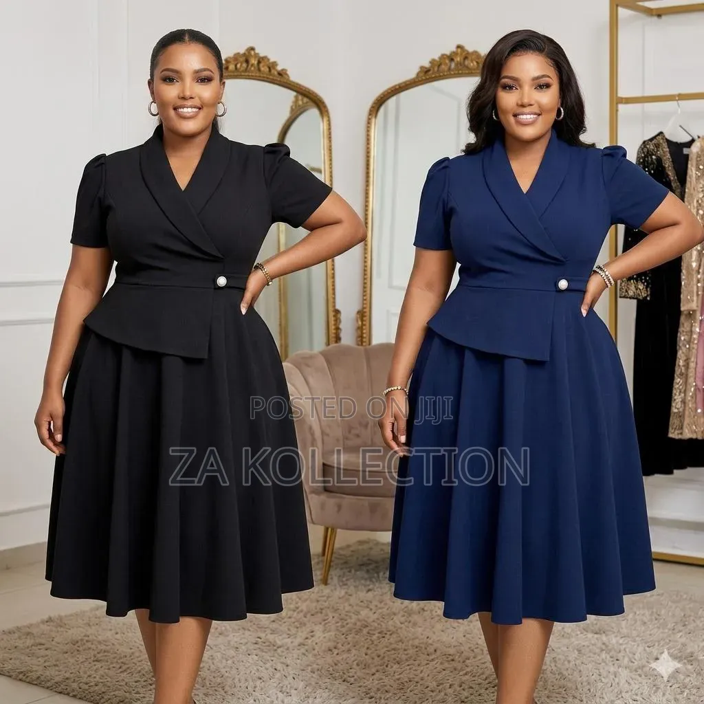 Pretty Ladies Blueblack Dress With Side Button