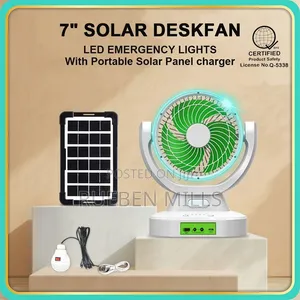 Gd Times Solar Chargeable Mini Desk Fan With Emergency Led Light