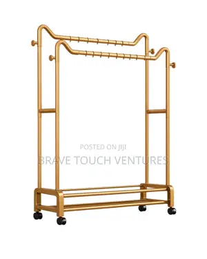 Double Pole Clothes Rack For Boutique Or Personal Use- Gold