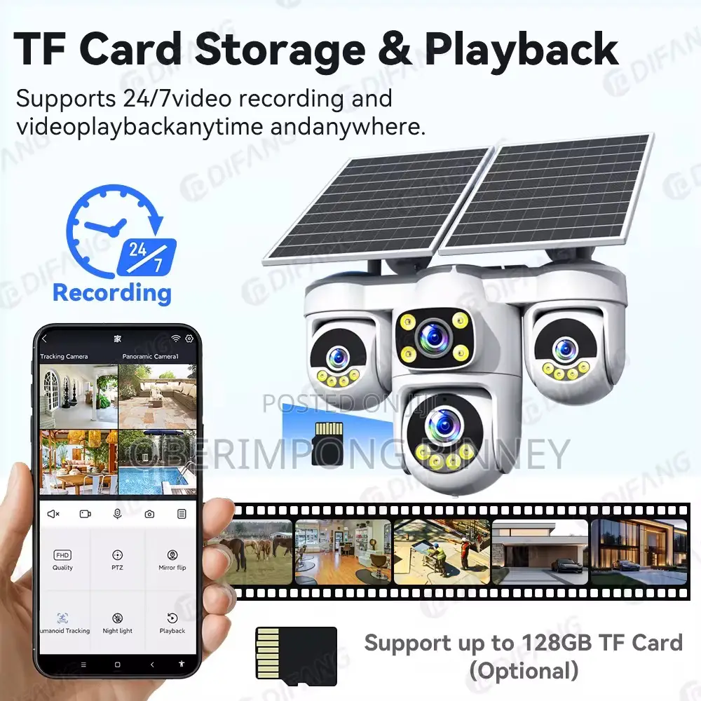 Solar Camera 4 Views, All 4 Cameras Works 20mp for Every Angle