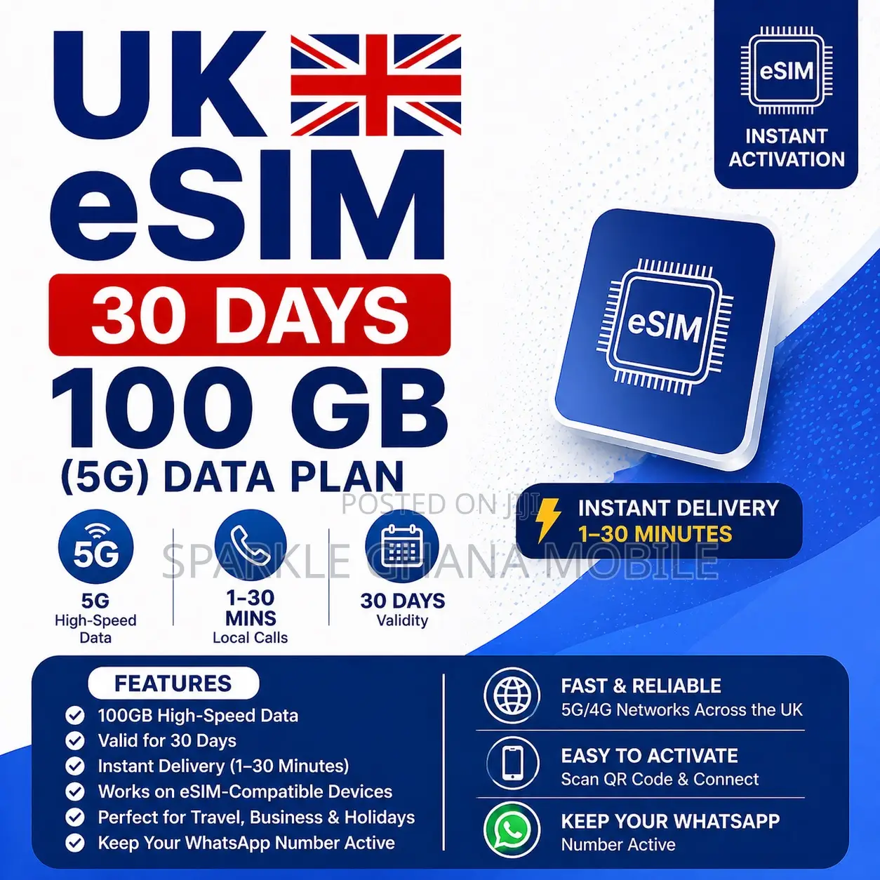 Uk E-sim 100gb Data Plan