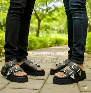 Alexander McQueen Men's Hybrid Double-Buckle Slides