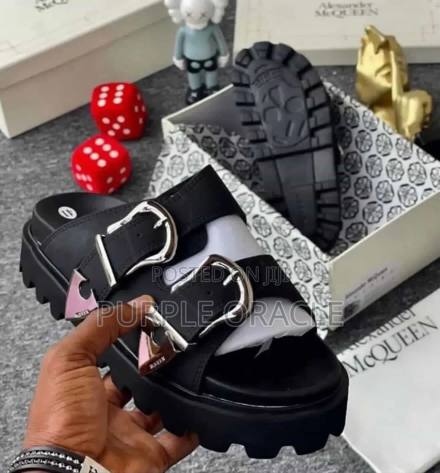Alexander McQueen Men's Hybrid Double-Buckle Slides