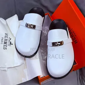 Hermès Men's White Leather Half Shoe.