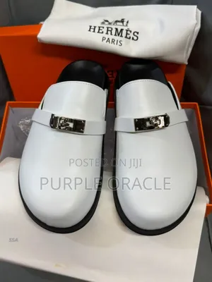 Hermès Men's White Leather Half Shoe.