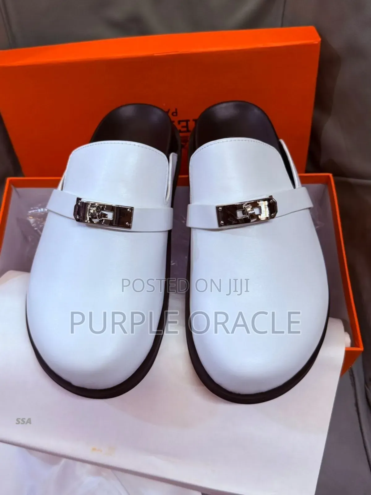 Hermès Men's White Leather Half Shoe.