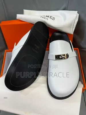 Hermès Men's White Leather Half Shoe.