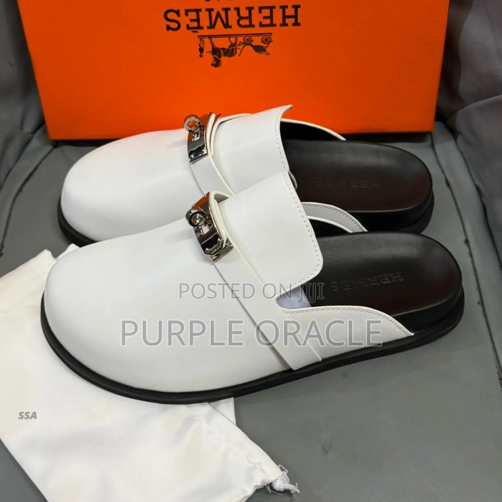 Hermès Men's White Leather Half Shoe.