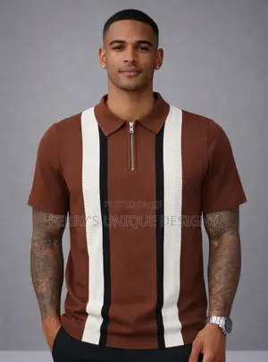 Urban Luxe Zip Polo – Signature Stripe Edition
