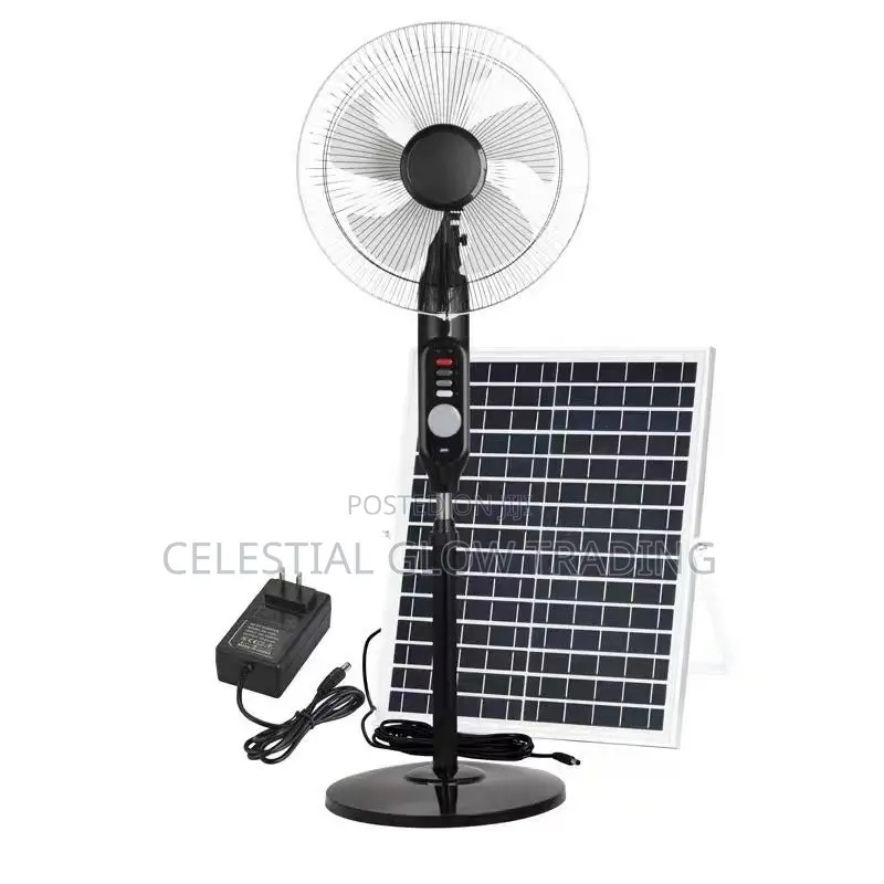 Solar Standing Fan 16 Inch Rechargeable Fan With Solar Panel Remote