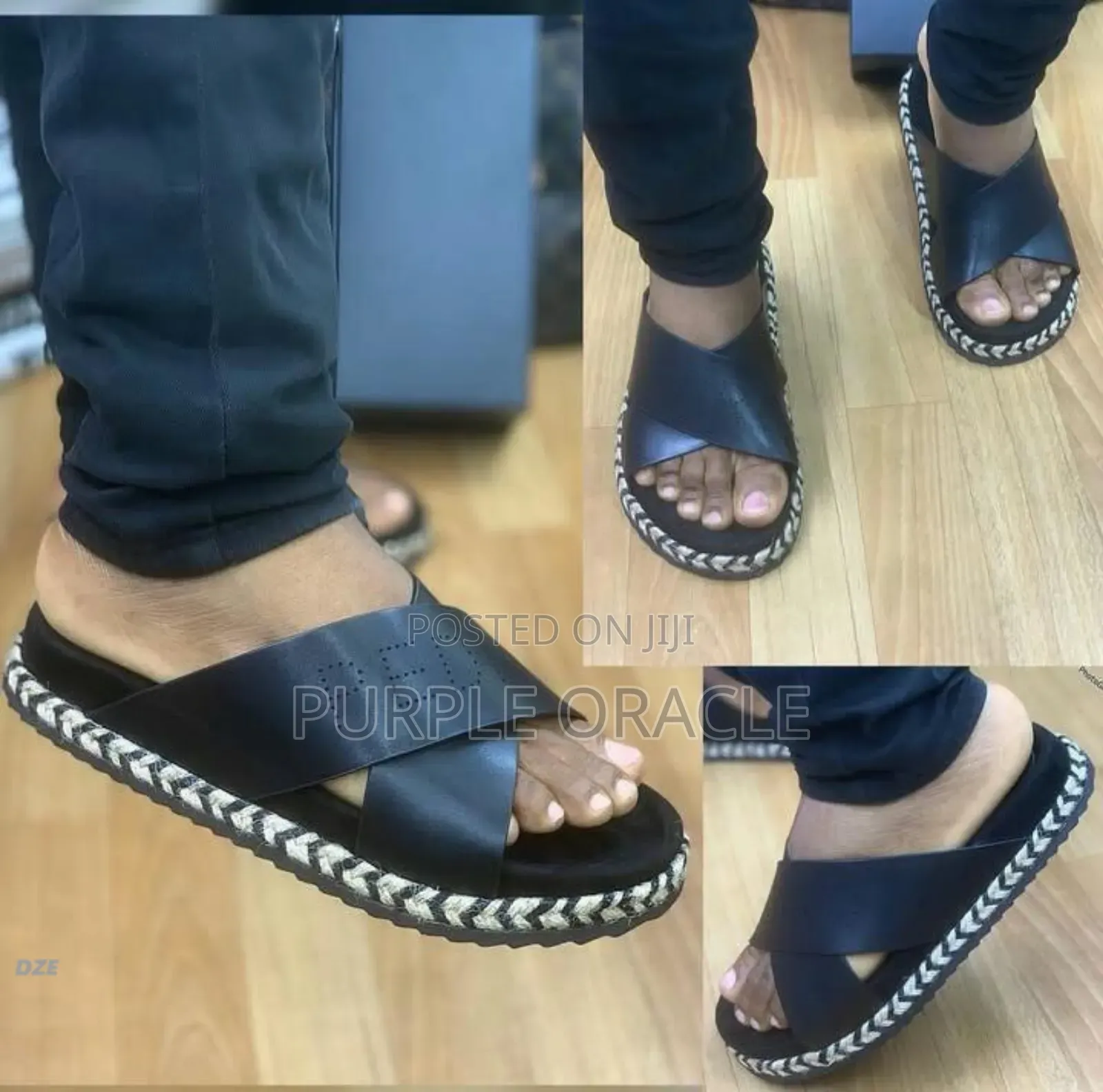 Pedro Leather Cross-Strap Slides.