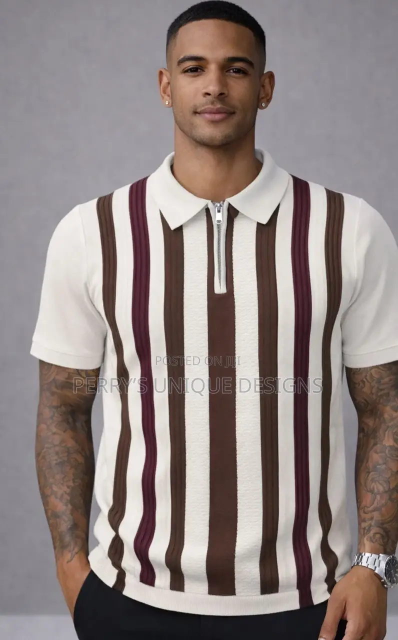 Pure Prestige Zip Polo – Signature Stripe Edition