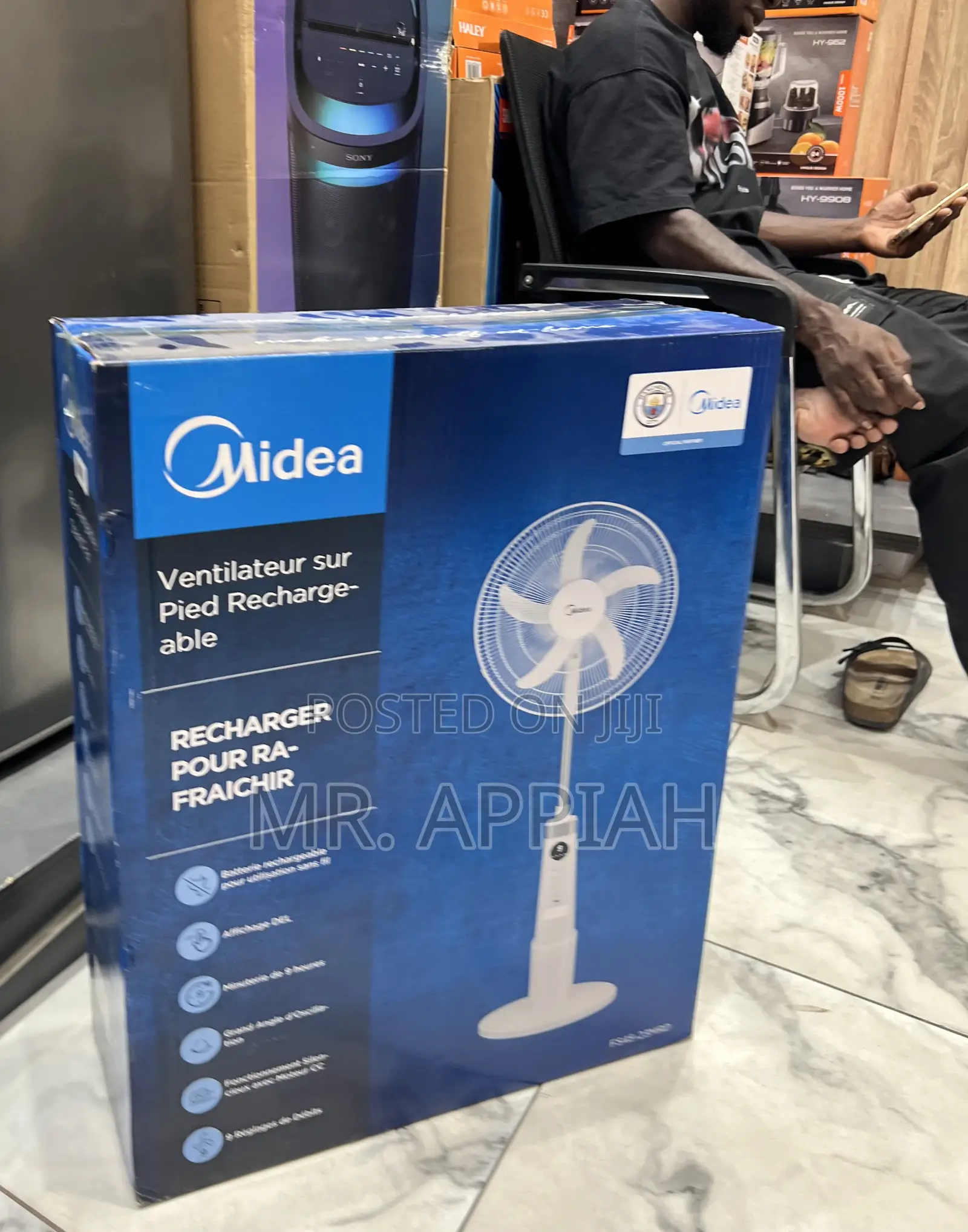 Premium Midea 18 Inch Rechargeable Standing Fan(White)