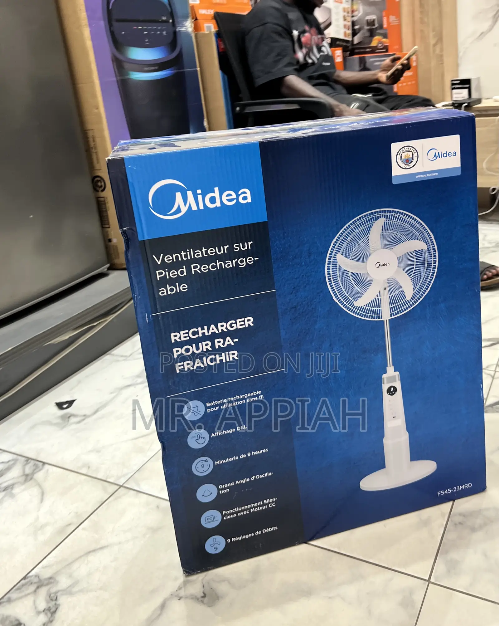 High Efficient Midea Rechargeable Standing Fan(White) 