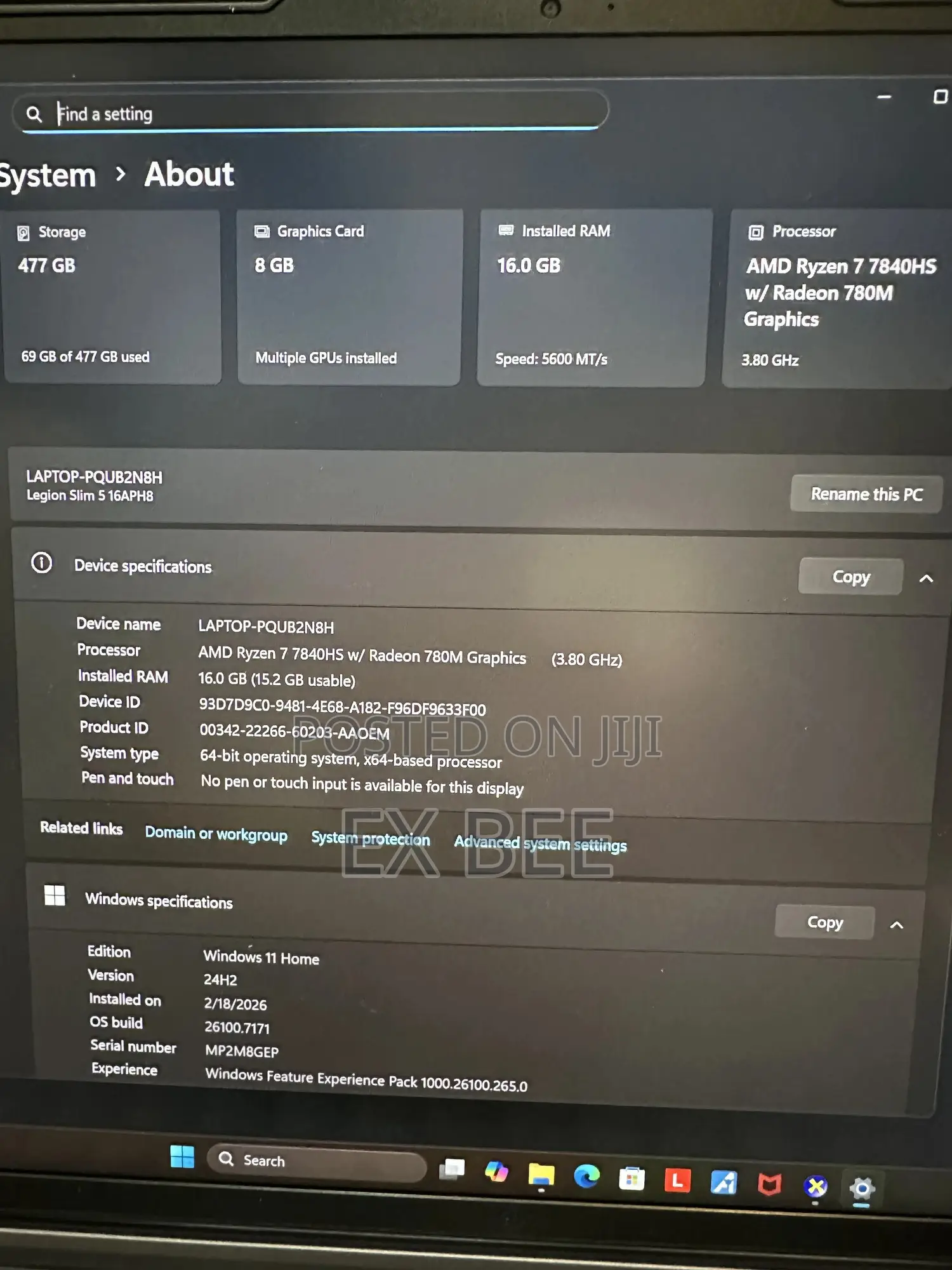 Laptop Lenovo Legion Slim 5 16GB AMD Ryzen 7 SSD 512GB