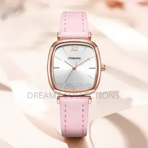 Square Dial Leather Strap Watch