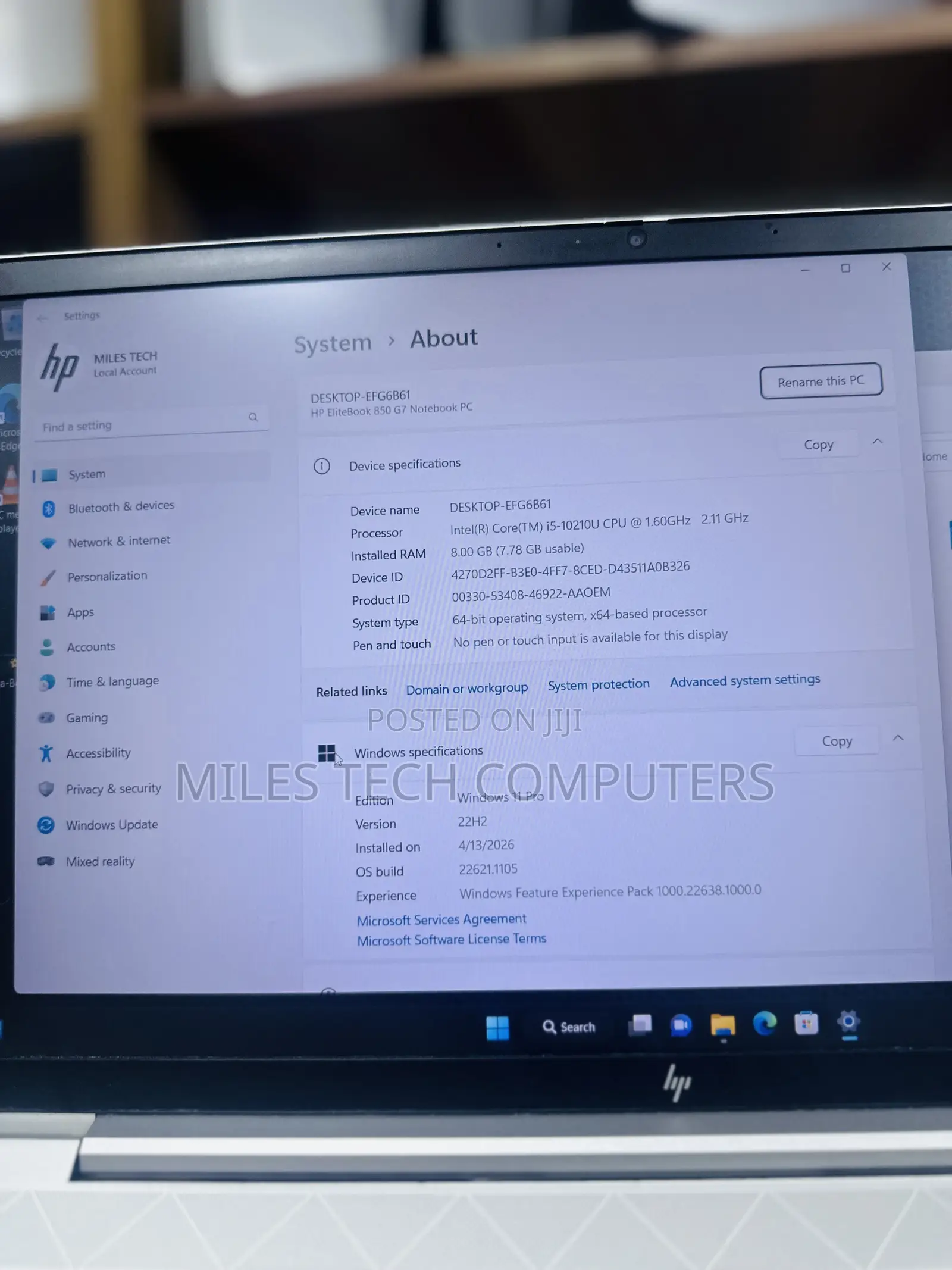 Laptop HP EliteBook 850 G6 8GB Intel Core i5 SSD 256GB