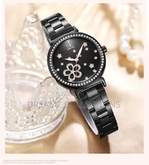 Crystal Bezel Floral Dial Watch