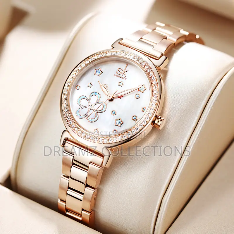 Elegant Stone-Set Floral Watch