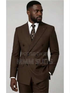 Eloquent 2-Piece Double-Breasted Vinstillo Stripes Men's Suit in Brown
