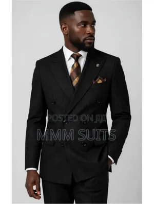 Eloquent Vinstillo Double-Breasted 2-Piece Stripped Men's Suit Black