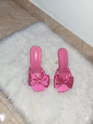 Pink Satin Mule Heels