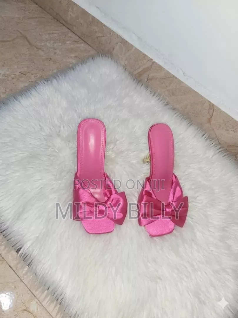 Pink Satin Mule Heels