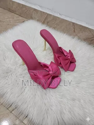 Pink Satin Mule Heels