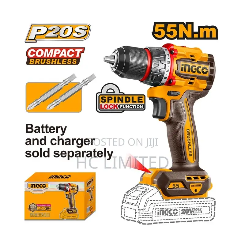 Ingco 55nm Compact Brushless Cordless Drill 20v- Cdli205581