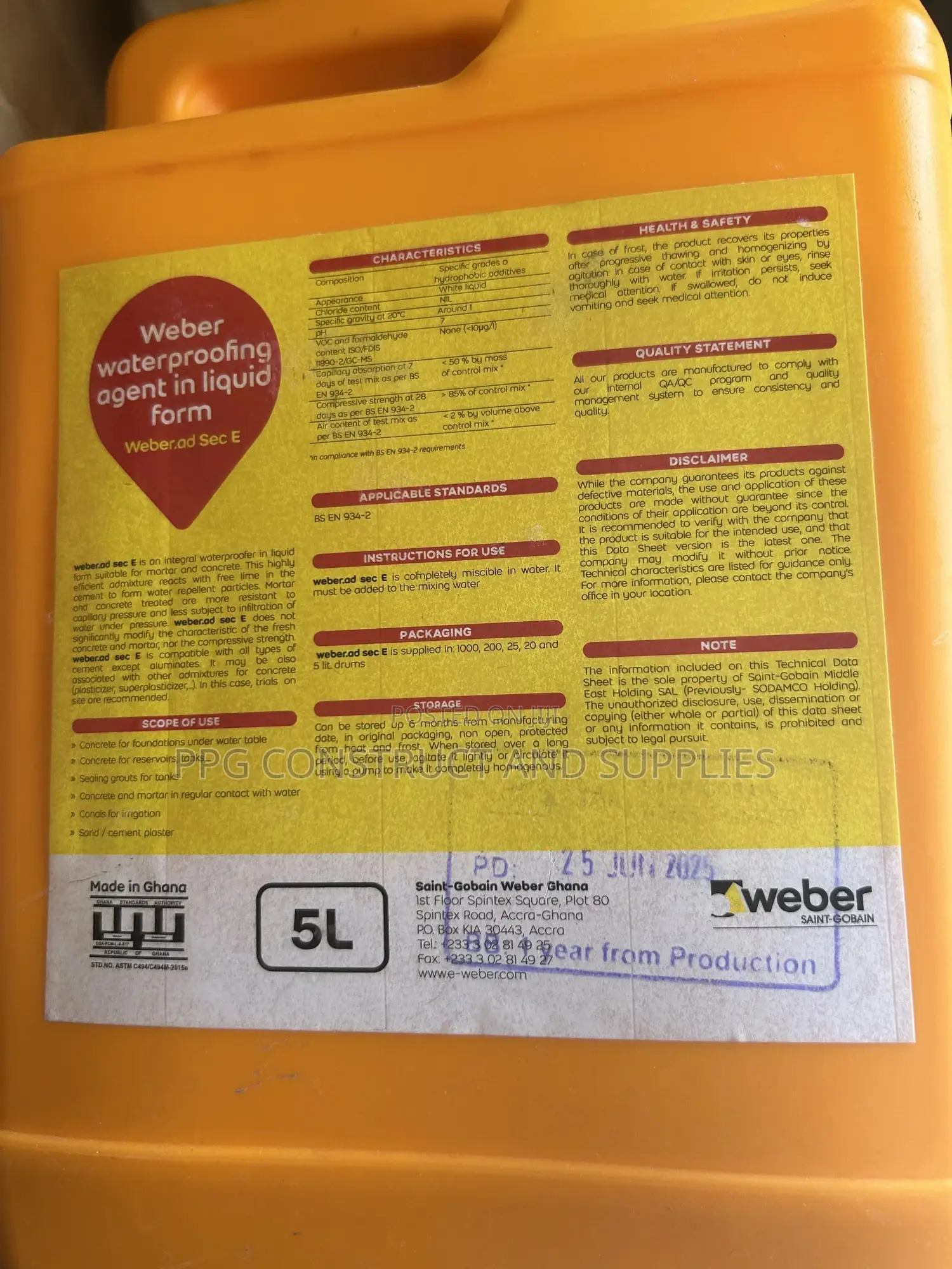 5kg Weber Waterproofing Liquid