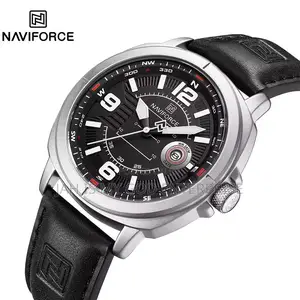 Naviforce Men Quartz Watch High Quality Pu Band Waterproof Watch-Black