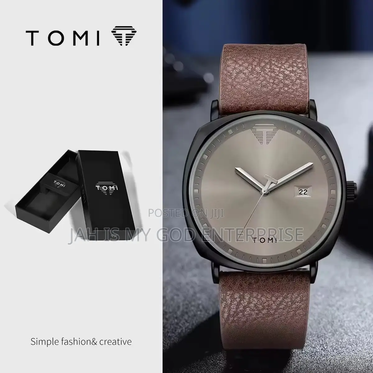 Tomi Men's Minimalist Leather Casual Quartz Watch