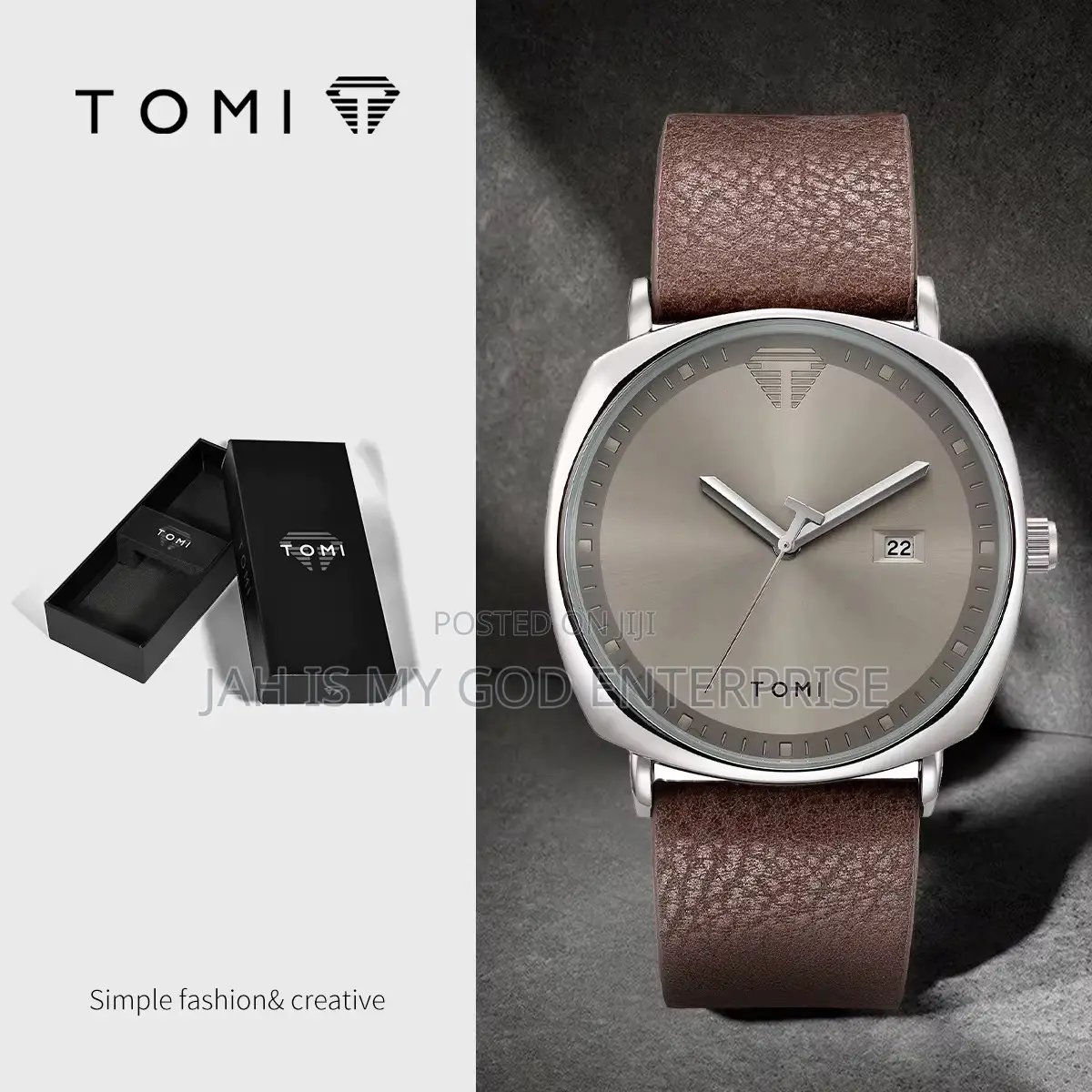 Tomi Men's Minimalist Leather Casual Quartz Watch