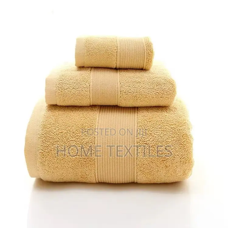 3 Pieces Beige Towels Set So Available in Other Colors