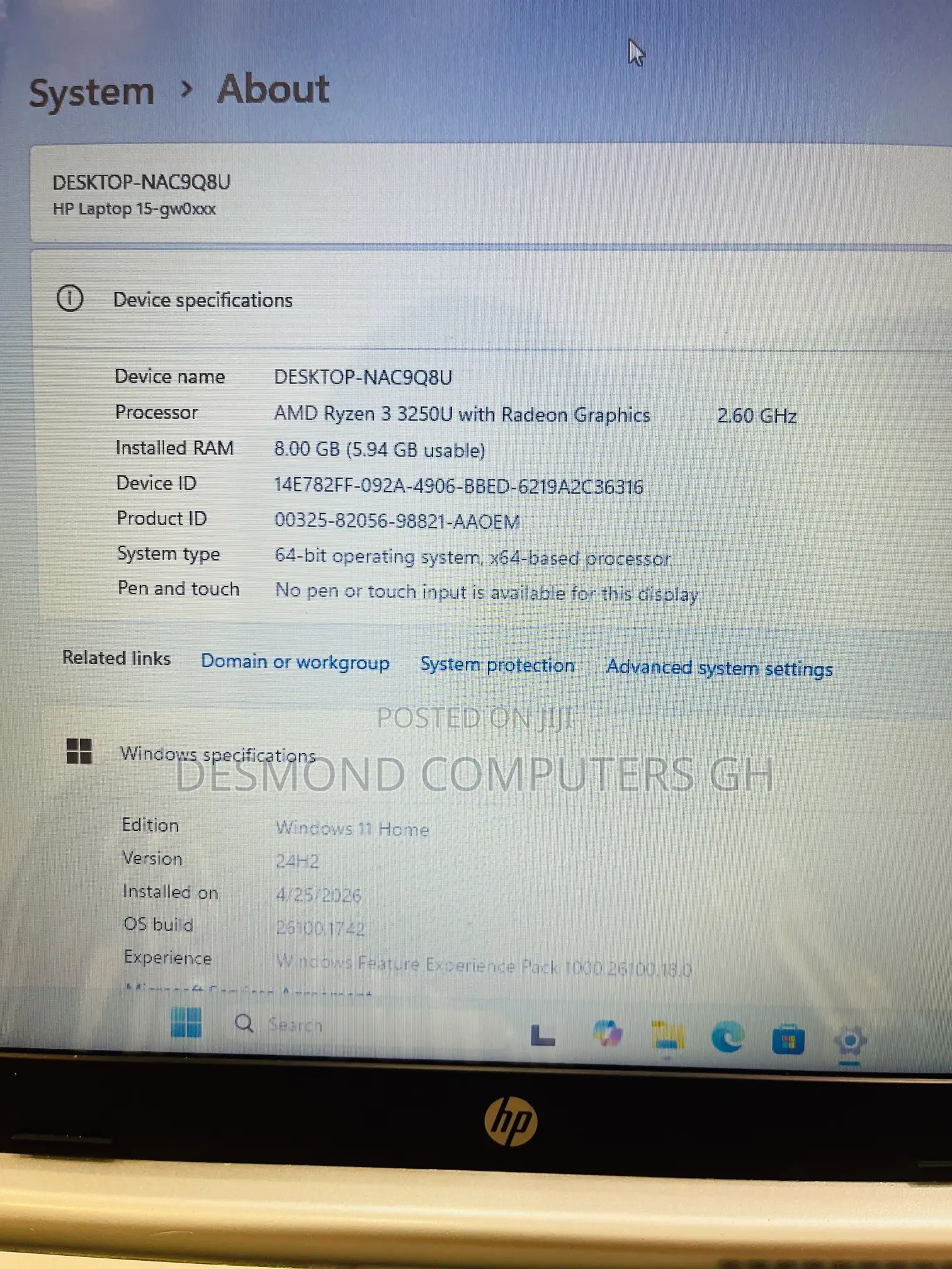 Laptop HP 15 8GB AMD Ryzen 3 SSD 256GB