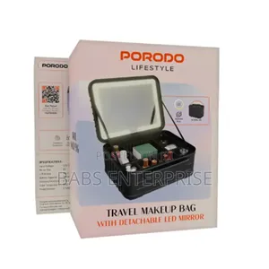 Porodo Lifestyle Travel Makeup Bag With Detachable Led Mirror – Black