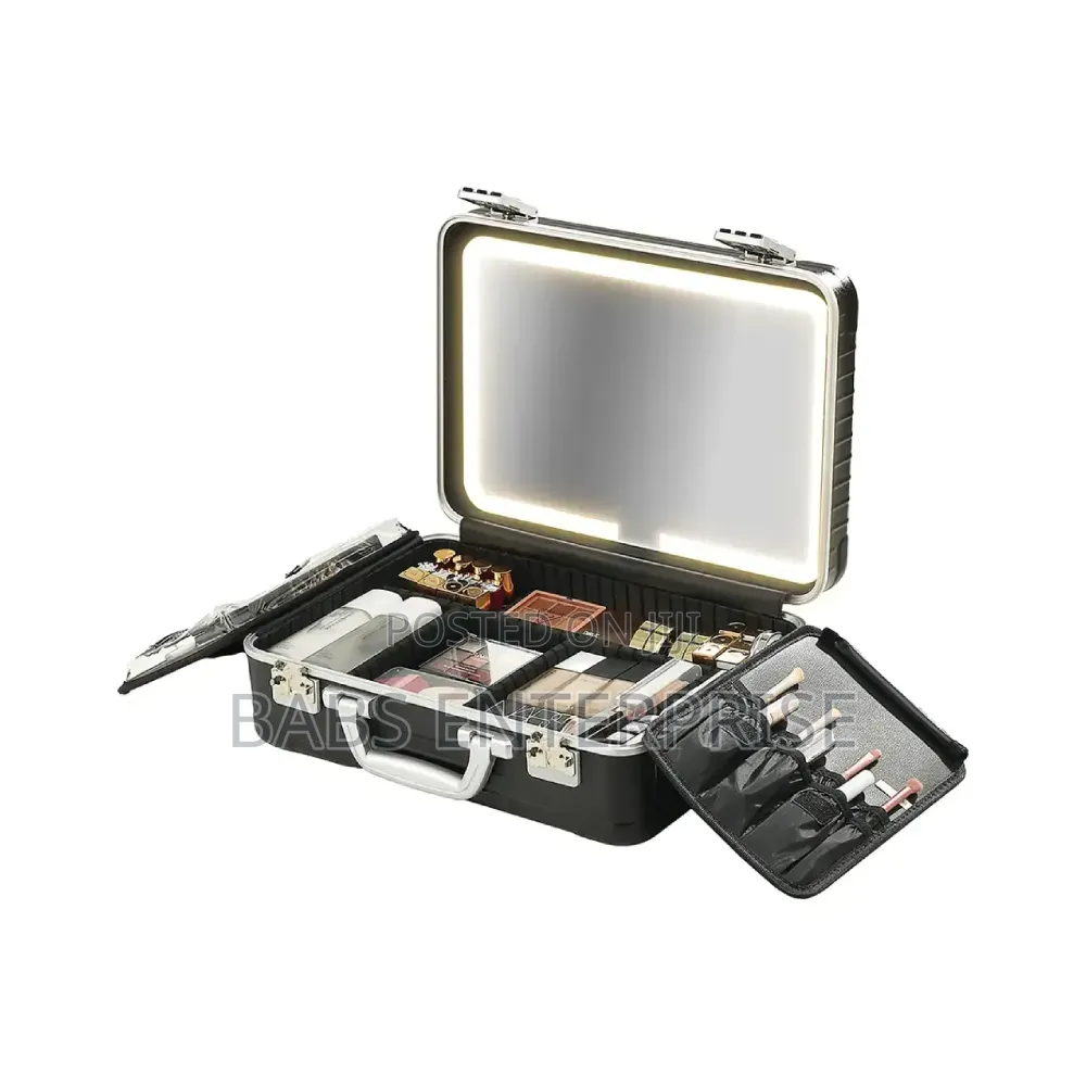 Porodo Lifestyle Travel Makeup Case With Detachable Led Mirror – Black