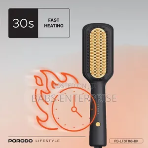 Porodo Lifestyle 30w Electric Heated Hair Straightener Brush – Black