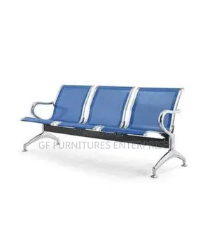 Durable Stylish 3-Seater Blue Reception Bench