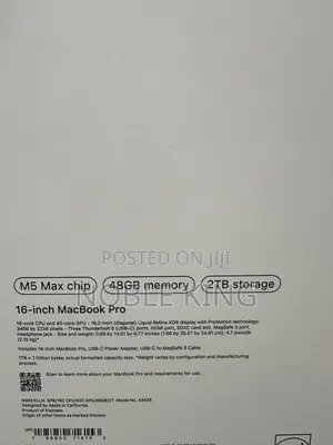 New Apple MacBook Pro 2026 M5 Max 16-inch 48GB Apple M5 Max SSD 2T