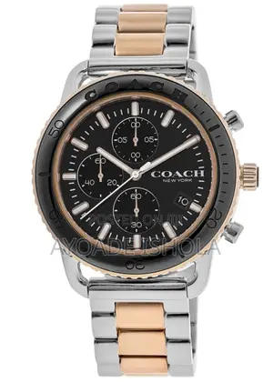 Coach Cruiser Black Chronograph Dial Two-Tone Steel Mens Watch
