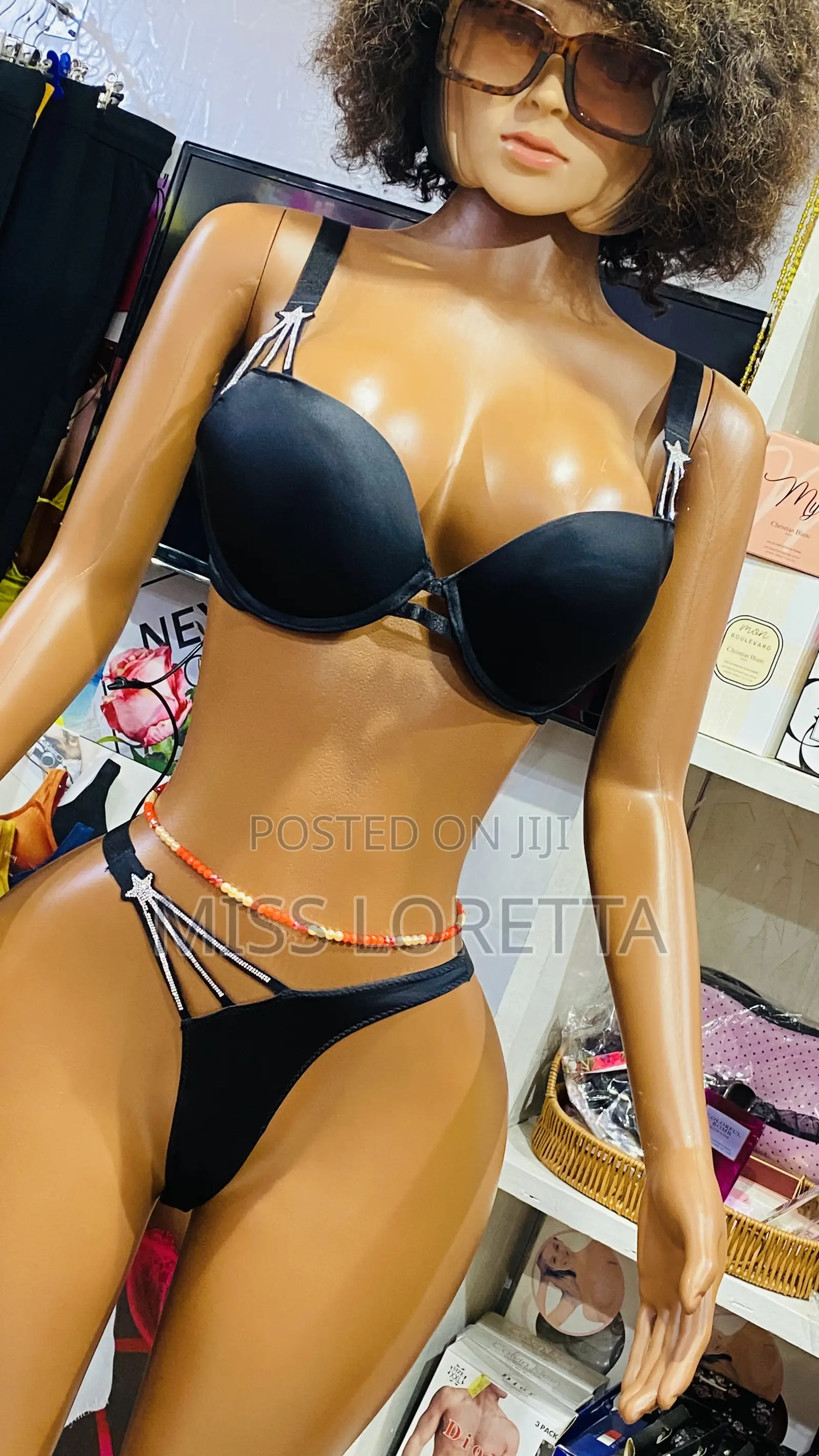 Sequin Details Bra Set