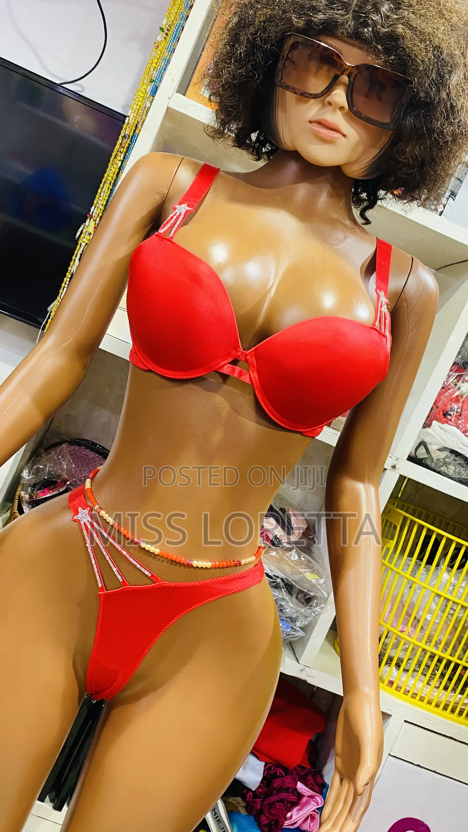 Sequin Details Bra Set