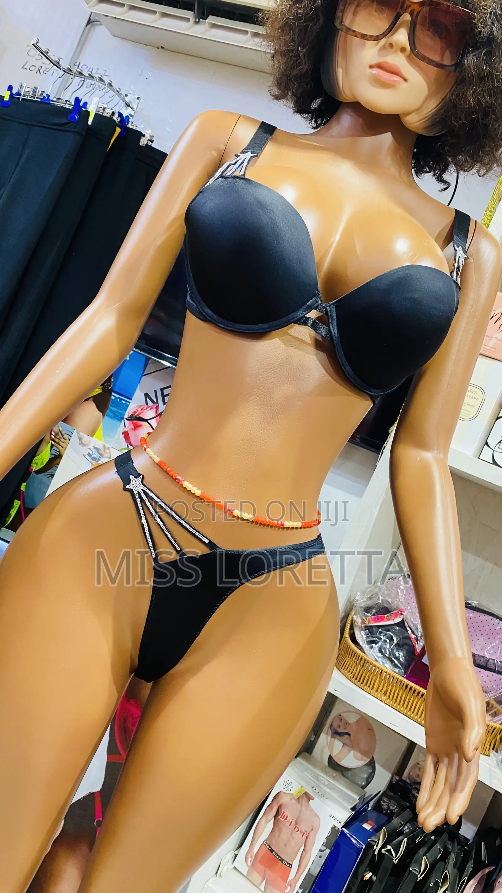 Sequin Details Bra Set