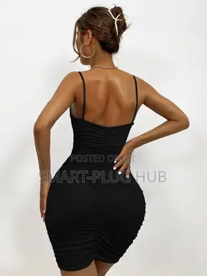 Women’S v-Neck Wrap-Front Ruched Bodycon Mini Dress