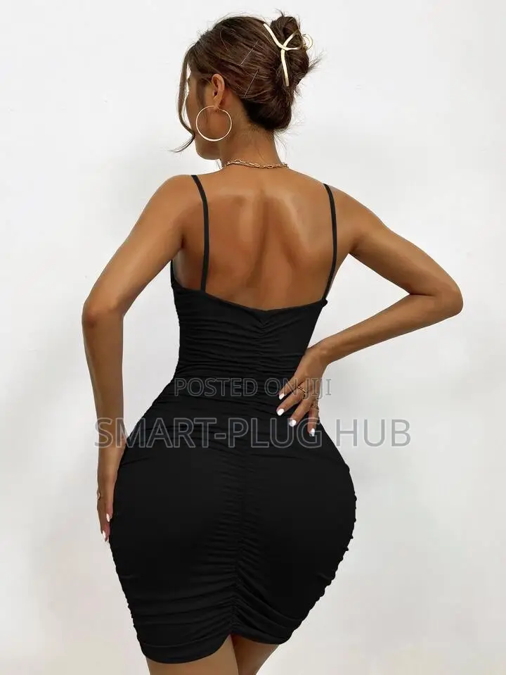 Women’S v-Neck Wrap-Front Ruched Bodycon Mini Dress